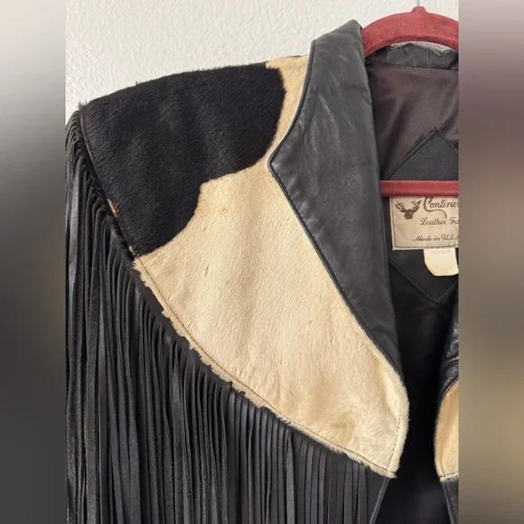 Continental Leather Fashions Leather Cowhide Fringe Jacket, Size Medium - Picture 3 of 14